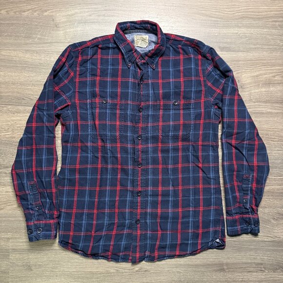 L.L. Bean Men's 1912 Field Flannel Shirt - Navy/Red - Picture 1 of 6